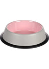 Flamingo Nell Boyalı Çelik Mama Kabı Antislip Gri-Pembe 450 ml